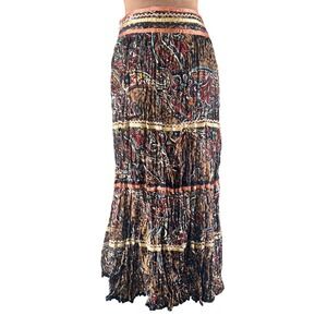 Chaudry KC Y2K Velour Paisley Animal Print‎ Tiered Skirt Women's Small Retro